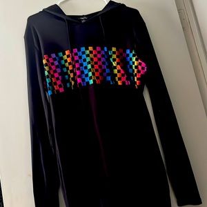 Black checkered long sleeve hooded dress from Rue21 size XL